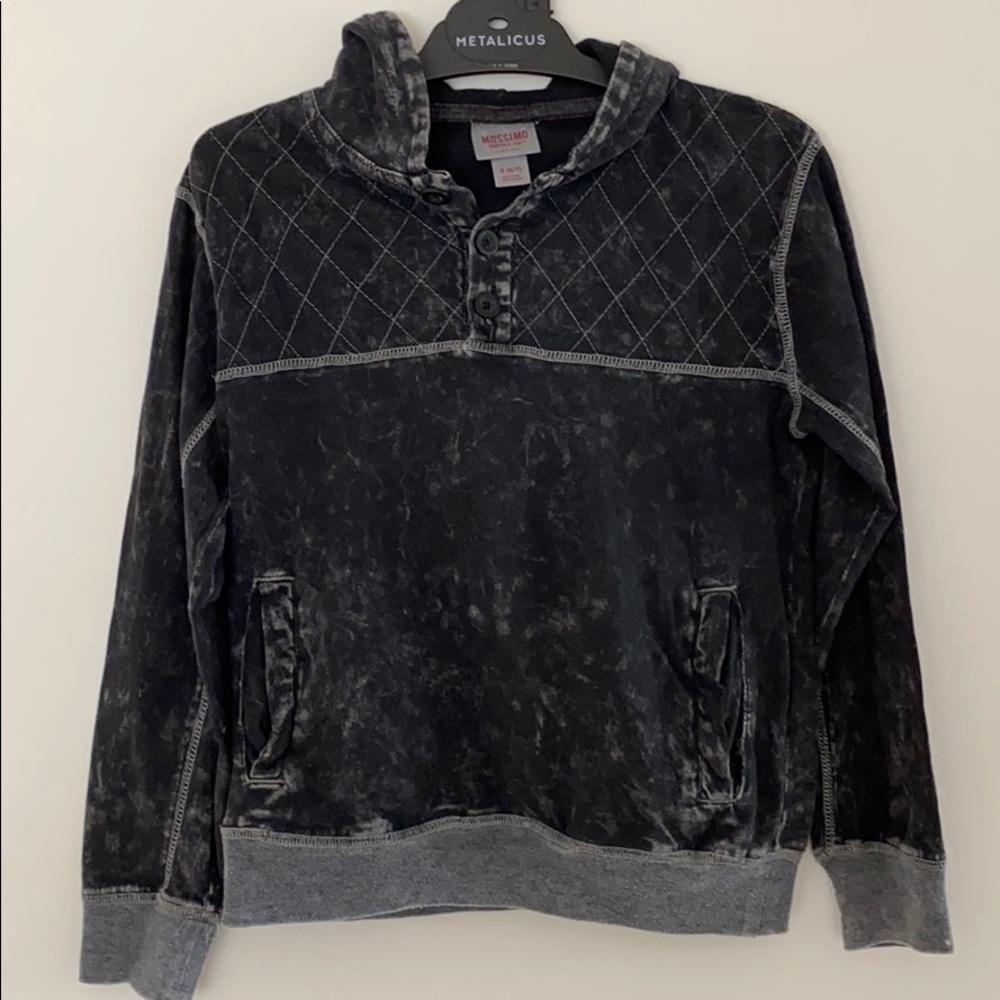 Mossimo Black Hooded buttoned Pullover